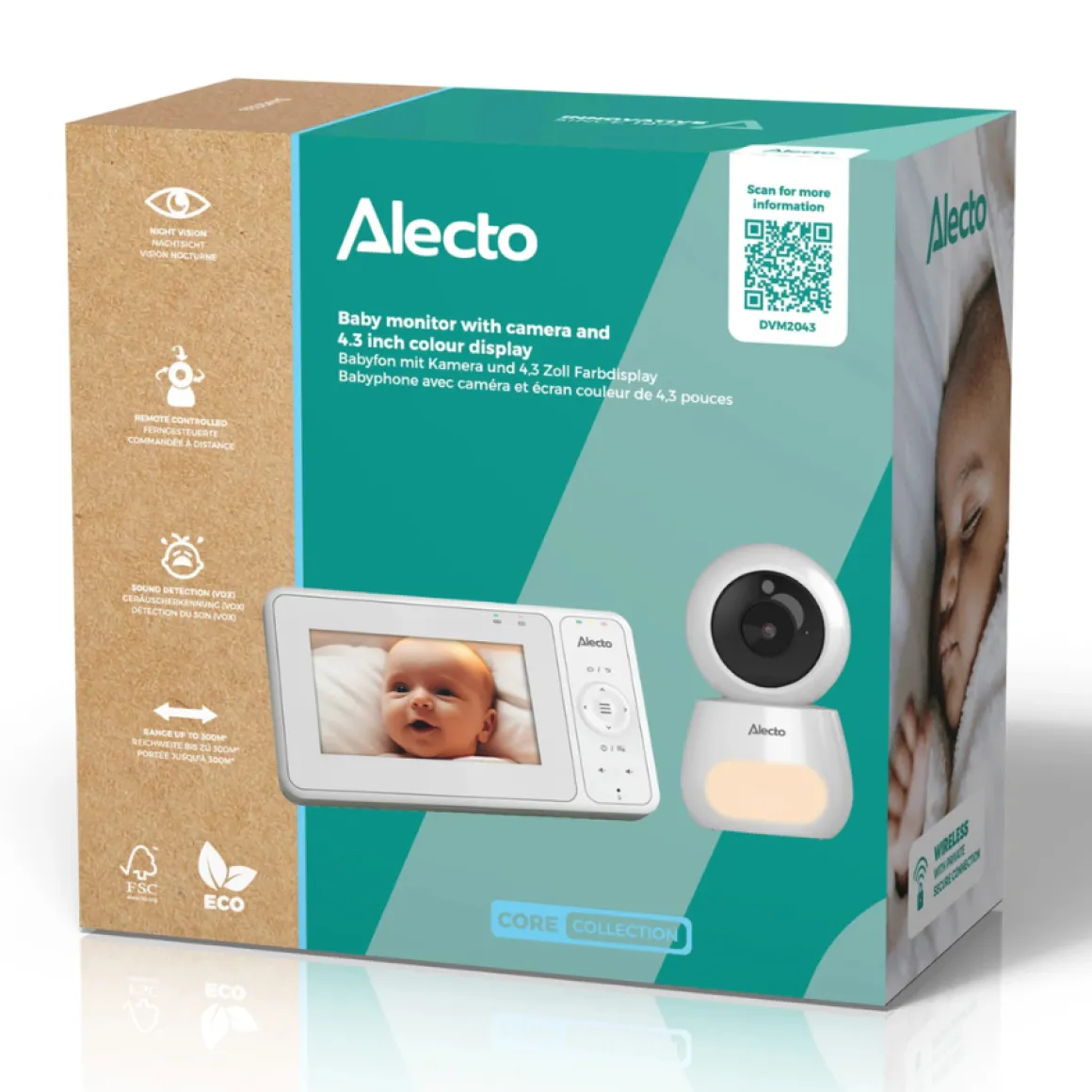 Alecto Babyfoon DVM2043 met Camera 4,3 inch Scherm
