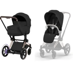 Cybex Kinderwagen e-Priam 5 Compleet Comfort Rosegold Frame - Sepia Black
