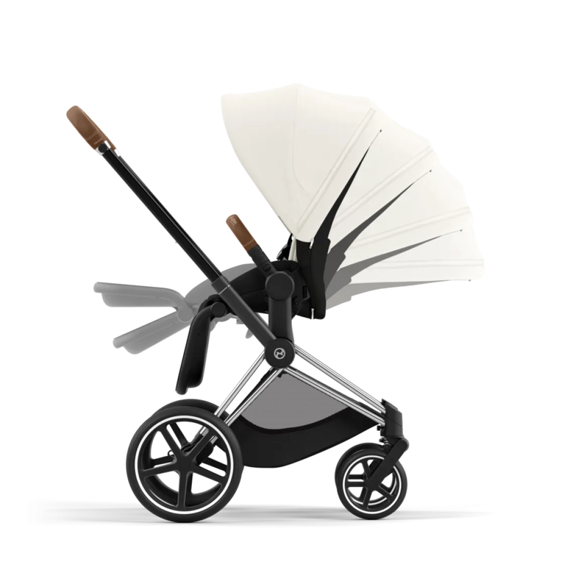 Cybex Priam Kinderwagen Compleet Off White - Chrome Brown Frame