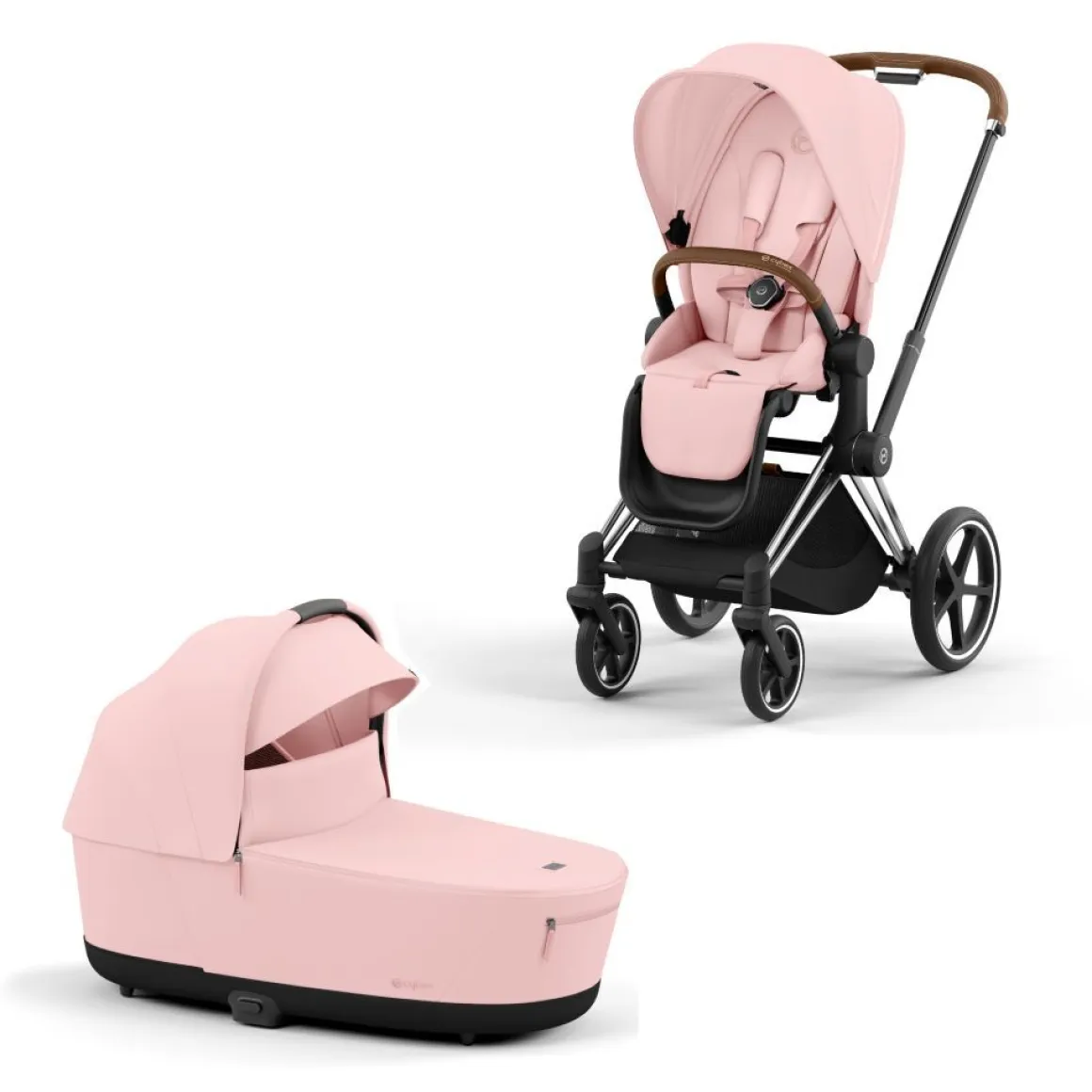 Cybex Priam Kinderwagen Compleet Peach Pink - Chrome Brown Frame