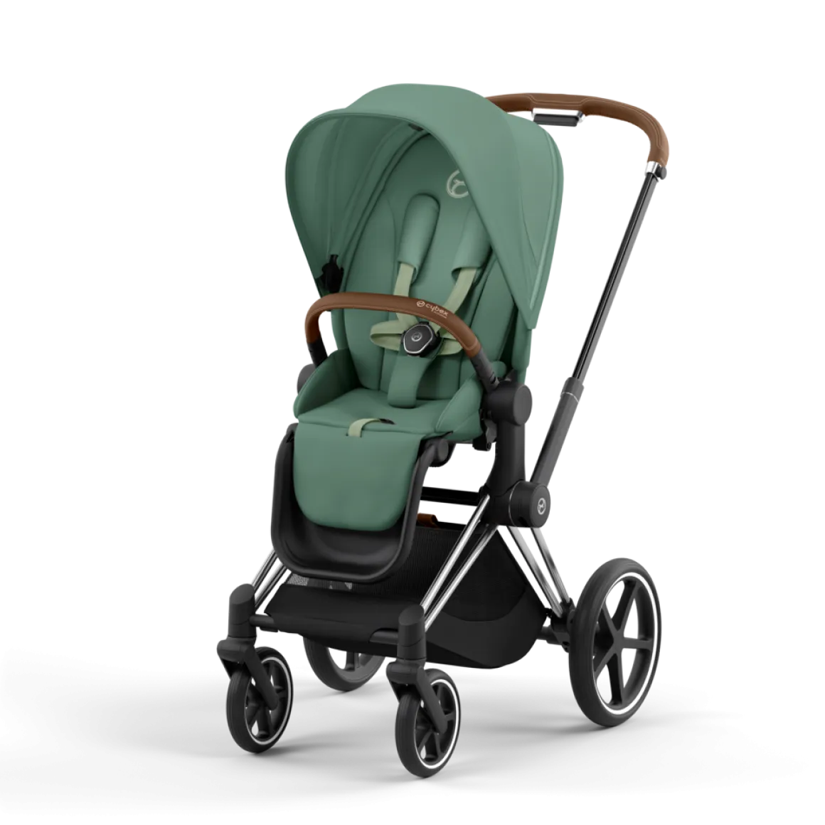 Cybex Priam Kinderwagen Compleet Leaf Green - Chrome Brown Frame
