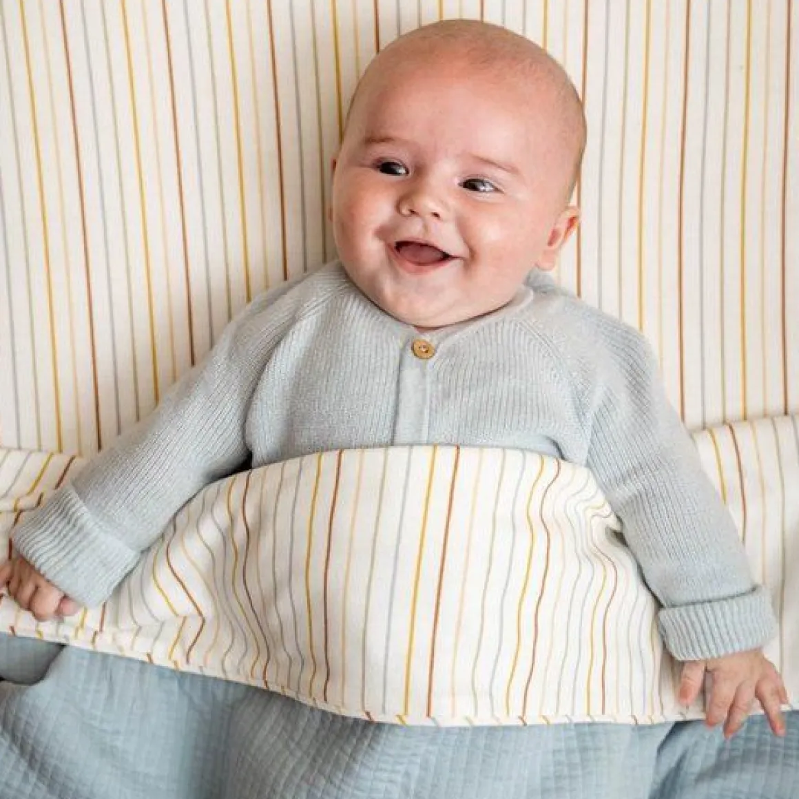 Little Dutch Wiegdeken Pure Teddy Soft Blue