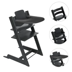 Stokke Tripp Trapp Stoel Bundel met BabySet² en Tray - Black