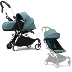 Stokke YOYO³ Kinderwagen Compleet met 0+ Newborn Pack Aqua – White Frame