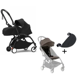 Stokke YOYO³ Kinderwagen Compleet Leopard met 0+ Newborn Pack Black – Black Frame