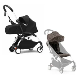 Stokke YOYO³ Kinderwagen Compleet Leopard met 0+ Newborn Pack Black – White Frame