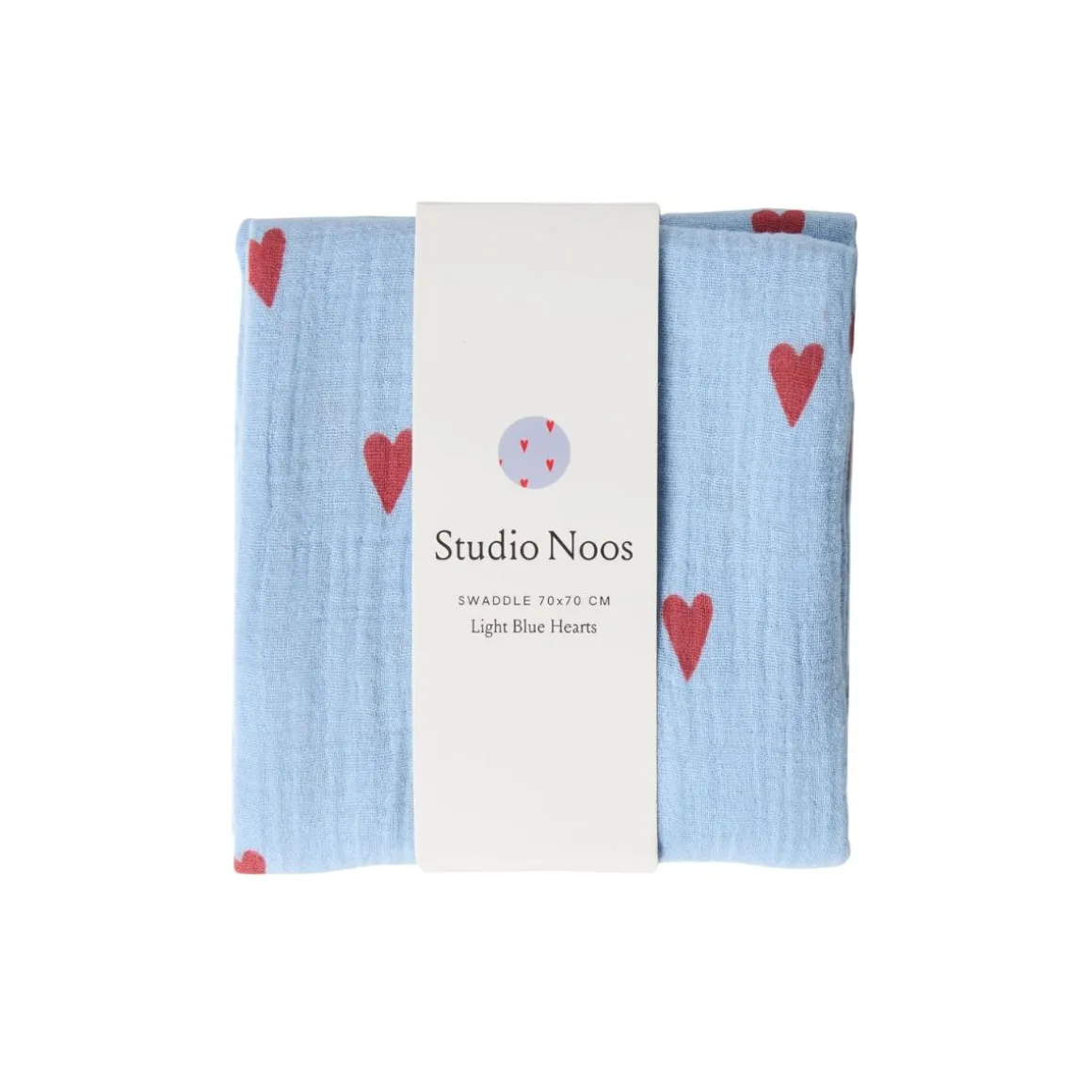 Studio Noos Swaddle Hearts Light Blue 70 x 70